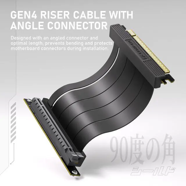 Alt view image 4 of 6 - Vertical GPU Mount with High-Speed PCIE 4.0 Riser Cable, Shield Series, 115mm/4.52in Flexible Extension, 90 Degree Connector, Only Compatible to Full-Opened PCIe Slots-Black-YIHPI344