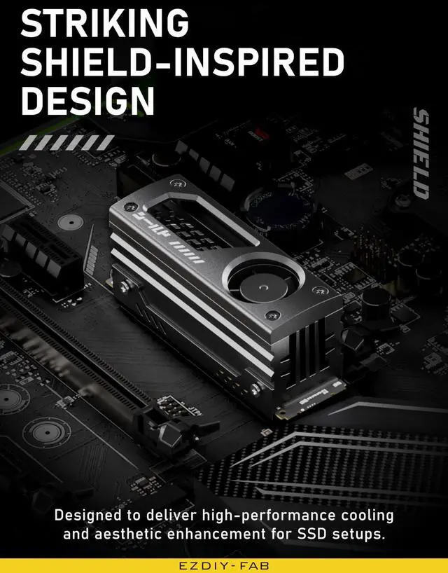 Alt view image 2 of 6 - BUCIER Shield M.2 SSD Heatsink with Build-in 20mm PWM Fan, Premium Aluminum Design, High-Performance SSD Cooler for M.2 2280-Black-1 Pack