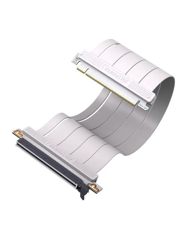 Main image of BUCIER PCIe 5.0 X16 Riser Cable,128GB/s Bandwidth, for RTX 50/40 & RX 9000/7000 GPUs, PCIe Extension Card, Backward Compatible with PCIe 4.0/3.0,Vertical GPU Mount,Straight-30cm,White