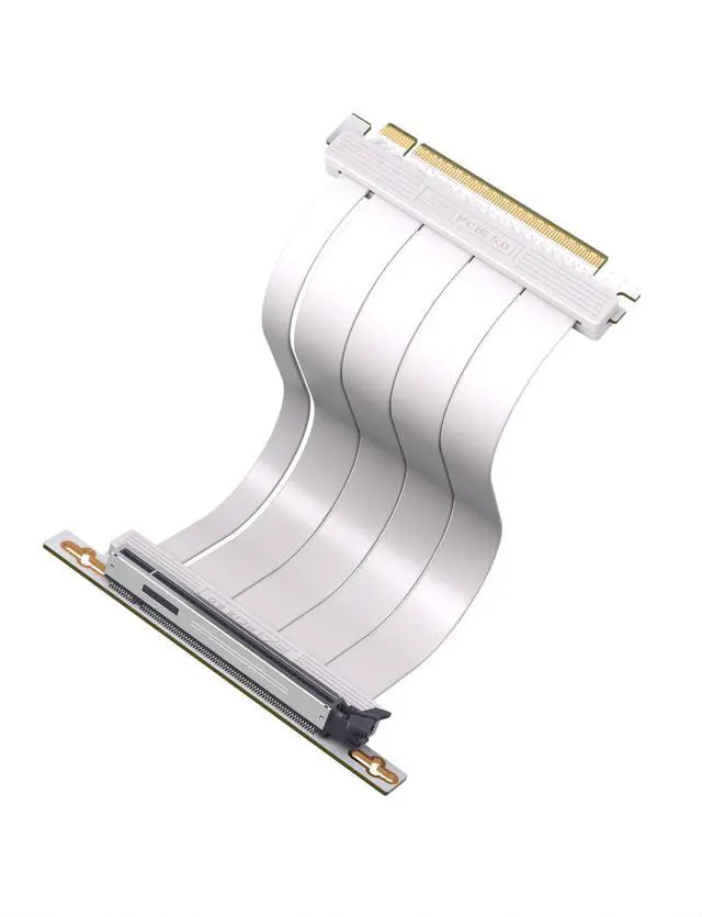 Main image of BUCIER PCIe 5.0 X16 Riser Cable,128GB/s Bandwidth, for RTX 50/40 & RX 9000/7000 GPUs, PCIe Extension Card, Backward Compatible with PCIe 4.0/3.0,Vertical GPU Mount,Right Angle-20cm,White