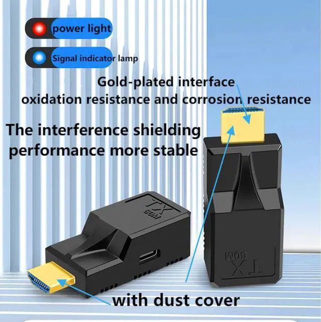 Alt view image 5 of 7 - BUCIER HDMI Extender to RJ45 Over CAT6 Network LAN Ethernet Cable Adapter Signal Repeater 1080P 60M/196ft with Micro Type-C Power Cable Sender+Receiver 2Ports for PC Projector Monitor