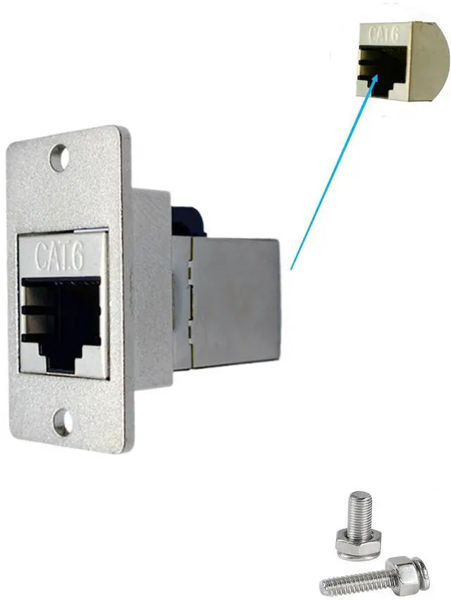 Main image of BUCIER RJ45 Network Adapter Rectangular Panel Mount 8P8C Female to Female Cat5/5e/6 Ethernet LAN Cable Connector in-line Shield Industrial Panel Socket Coupler Silver