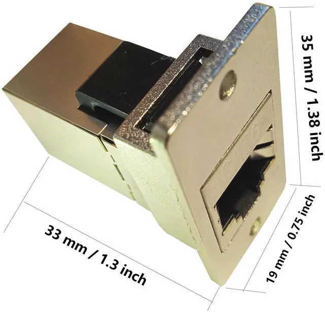 Alt view image 7 of 7 - BUCIER RJ45 Network Adapter Rectangular Panel Mount 8P8C Female to Female Cat5/5e/6 Ethernet LAN Cable Connector in-line Shield Industrial Panel Socket Coupler Silver