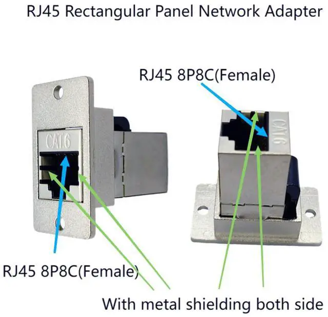 Alt view image 2 of 7 - BUCIER RJ45 Network Adapter Rectangular Panel Mount 8P8C Female to Female Cat5/5e/6 Ethernet LAN Cable Connector in-line Shield Industrial Panel Socket Coupler Silver