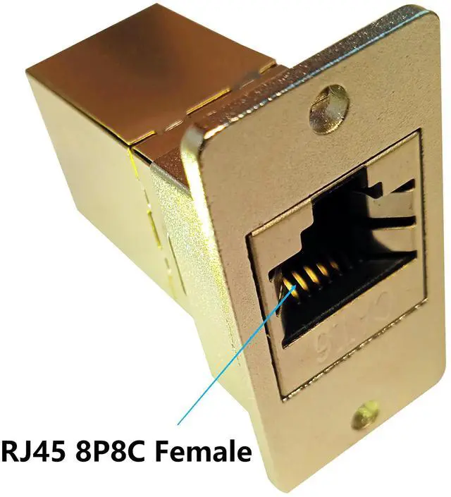 Alt view image 4 of 7 - BUCIER RJ45 Network Adapter Rectangular Panel Mount 8P8C Female to Female Cat5/5e/6 Ethernet LAN Cable Connector in-line Shield Industrial Panel Socket Coupler Silver