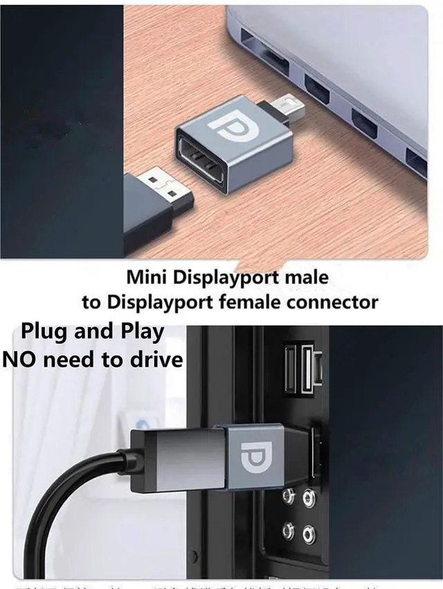Alt view image 3 of 7 - BUCIER Mini Displayport to Displayport Adapter Converter 8K@60Hz Mini DP Male to DP 1.4 Female Adapter DP to Mini DP Extender for Laptop PC TV Monitor