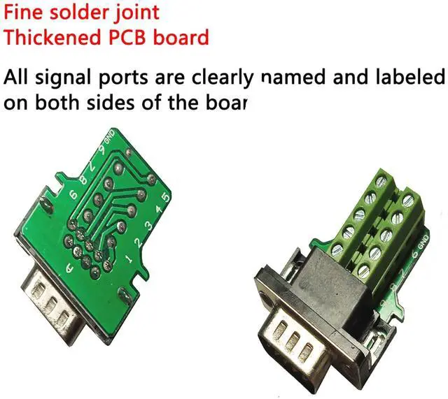 Alt view image 3 of 7 - BUCIER DB9 Breakout Connector to Wiring Solderless Terminal RS232 D-SUB Male Serial Adapter 9pin Port Breakout Board Black Rubber Core with Case,Screwdriver,Nuts