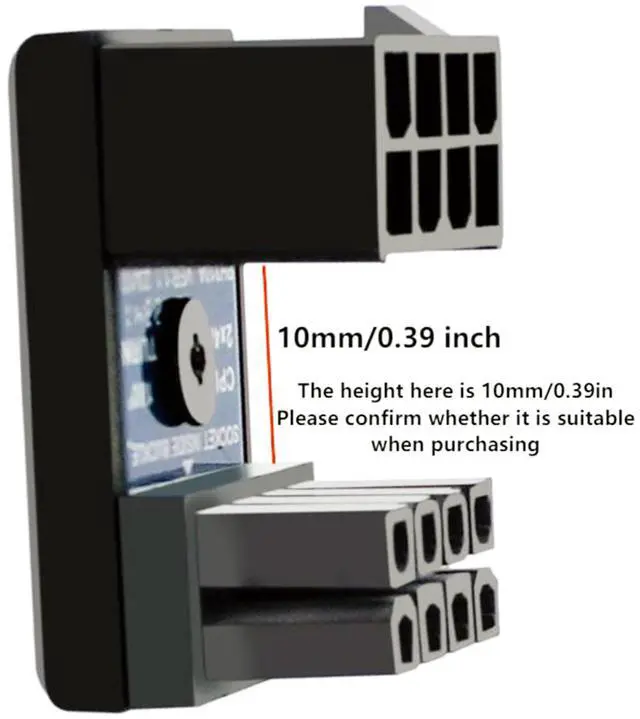 Alt view image 4 of 7 - BUCIER CPU 8 Pin Power Adapter 180 Degree Steering Connector for Desktop Graphics Card Mainboard to Reduce The Height of Power Cord (PH310A)