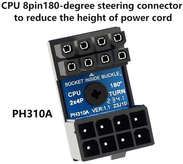 Alt view image 6 of 7 - BUCIER CPU 8 Pin Power Adapter 180 Degree Steering Connector for Desktop Graphics Card Mainboard to Reduce The Height of Power Cord (PH310A)