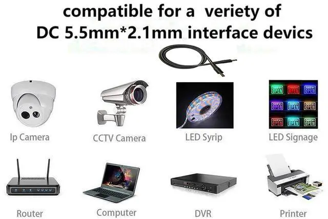 Alt view image 2 of 6 - BUCIER DC Male to Male Extension Cable 5.5mmx2.1mm Power Adapter 18AWG Cable for Surveillance Monitor,Security Camera,LED Display,DVR,Router 3FT/1m