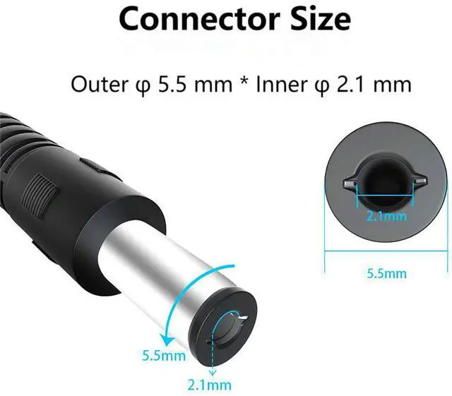 Alt view image 3 of 6 - BUCIER DC Male to Male Extension Cable 5.5mmx2.1mm Power Adapter 18AWG Cable for Surveillance Monitor,Security Camera,LED Display,DVR,Router 3FT/1m