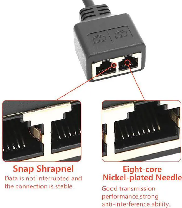 Alt view image 4 of 7 - BUCIER 1 to 2 Port RJ45 Network Ethernet Adapter Splitter Cable Extension Splitter 1 Male to 2 Female LAN Ethernet Splitter Adapter for Cat5 Cat5e Cat6 Cat7 Home Office Broadband Connection