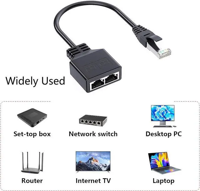 Alt view image 2 of 7 - BUCIER 1 to 2 Port RJ45 Network Ethernet Adapter Splitter Cable Extension Splitter 1 Male to 2 Female LAN Ethernet Splitter Adapter for Cat5 Cat5e Cat6 Cat7 Home Office Broadband Connection