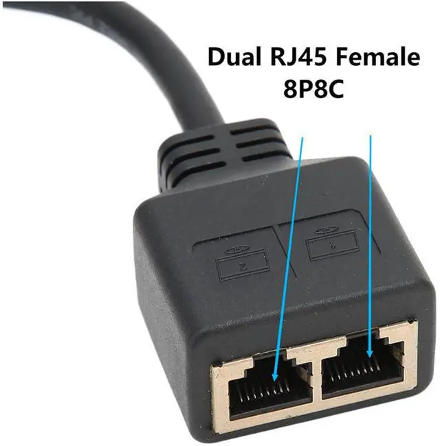 Alt view image 6 of 7 - BUCIER 1 to 2 Port RJ45 Network Ethernet Adapter Splitter Cable Extension Splitter 1 Male to 2 Female LAN Ethernet Splitter Adapter for Cat5 Cat5e Cat6 Cat7 Home Office Broadband Connection