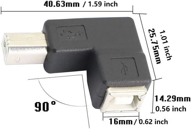 Alt view image 7 of 7 - BUCIER 90 Degree USB 2.0 Type B Printer Adapter,USB 2.0 B Male to Type B Female Down Angle Print and Data Transfer Extension Connector for Printer Scanner Fax HDD 2 pcs