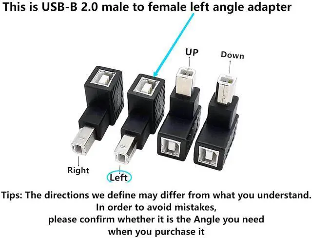 Alt view image 4 of 7 - BUCIER 90 Degree USB 2.0 Type B Printer Adapter,USB 2.0 B Male to Type B Female Left Angle Print and Data Transfer Extension Connector for Printer Scanner Fax HDD 2 pcs