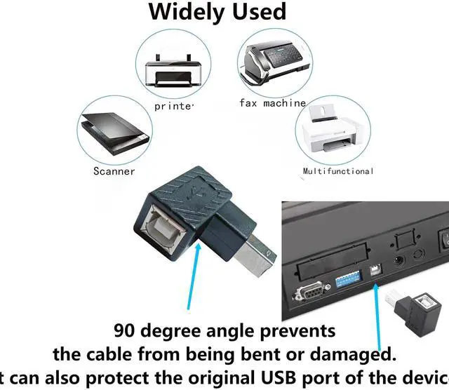 Alt view image 2 of 7 - BUCIER 90 Degree USB 2.0 Type B Printer Adapter,USB 2.0 B Male to Type B Female Down Angle Print and Data Transfer Extension Connector for Printer Scanner Fax HDD 2 pcs