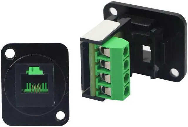 Alt view image 6 of 7 - BUCIER RJ11 6P4C D-Type Panel Mount Ethernet Extender CAT3 Terminal Solderless Adapter D-Type Keystone Telephone Jack Connector with Screw Black