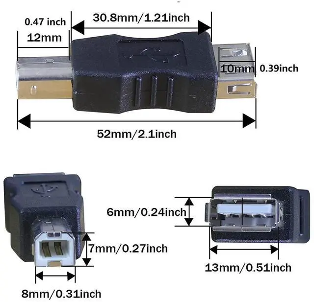 Alt view image 6 of 6 - BUCIER USB 2.0 A Female to USB B Male Print Adapter Converter - 2 PCS