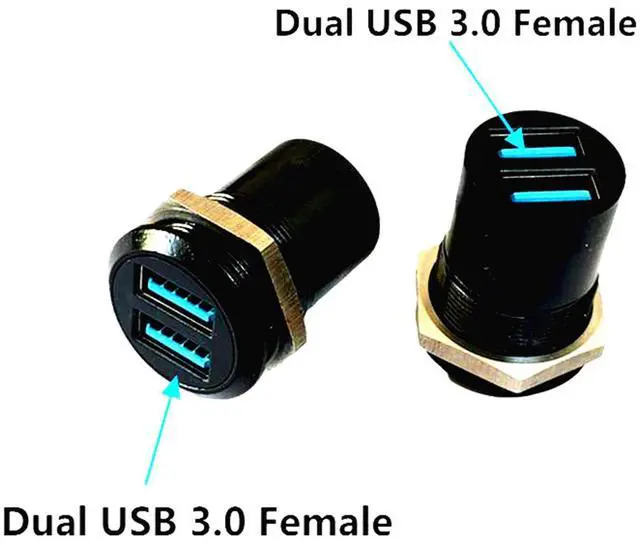 Alt view image 6 of 6 - BUCIER Dual USB 3.0 Threaded Fixing Mount Adapter Round Connector 2 Female to 2 Female Converter 2 Ports USB 3.0 Mounting Socket 5Gbps 5V 2A for High-Speed Data Transfer Charging