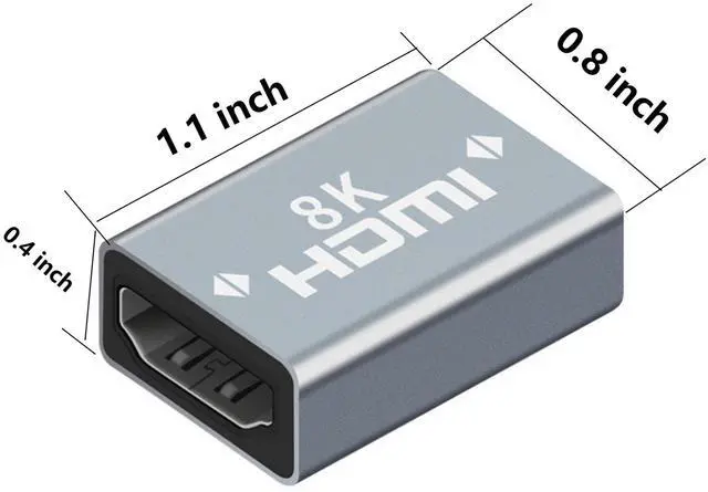 Alt view image 7 of 7 - BUCIER HDMI Coupler Female to Female 8K HDMI Adapter Extension Cable Connector 3D HDR Aluminum Alloy for HDTV PC Monitor Projector Laptop 2Pack