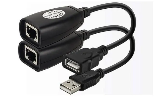 Alt view image 5 of 6 - BUCIER USB to RJ45 Extension Adapter Over RJ45 Ethernet LAN Splitter Cable USB 2.0 Extender Over Cat5/Cat5e/Cat6 Cable Connector Adapter up to 150ft 1 Pair