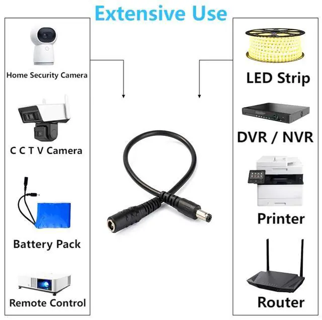Alt view image 2 of 7 - BUCIER DC Power Extension Cable 5.5mm x 2.1mm Male to 5.5mm x 2.1mm Female Connector 12V DC 5521 Male to Female 22AWG Adapter for Laptop Solar Camera Router LED Projector 30cm/11.81inch 2pcs