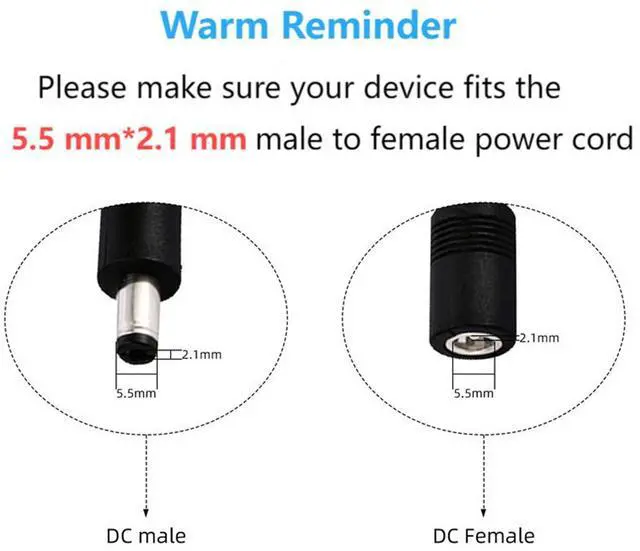Alt view image 3 of 7 - BUCIER DC Power Extension Cable 5.5mm x 2.1mm Male to 5.5mm x 2.1mm Female Connector 12V DC 5521 Male to Female 22AWG Adapter for Laptop Solar Camera Router LED Projector 30cm/11.81inch 2pcs