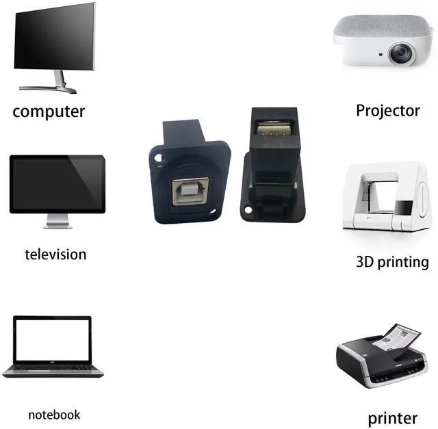 Alt view image 2 of 6 - BUCIER USB 2.0 D Panel Mount Connector USB B to USB A Adapter Solderless Socket Female to Female Converter Data Transfer for Audio Video Optoelectronic Network