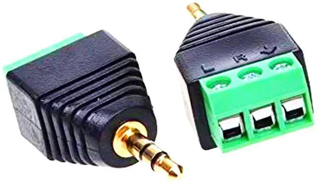 Main image of BUCIER 3.5mm 3 Pole Stereo Audio Male to 3 Screw Terminal Female Adapter 1/8 Inch TRS Stereo to 3-Pole Soldless Screw Double Track Headphone Converter 2-Pack