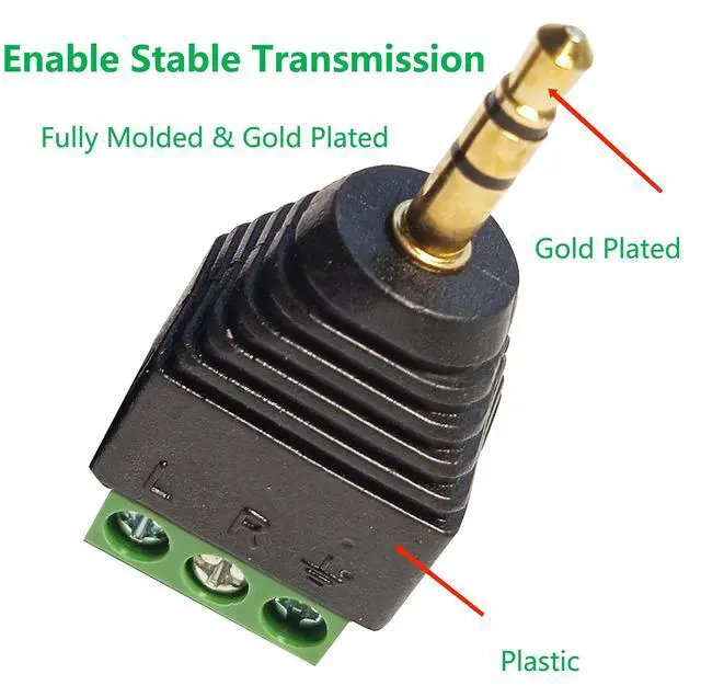 Alt view image 4 of 7 - BUCIER 3.5mm 3 Pole Stereo Audio Male to 3 Screw Terminal Female Adapter 1/8 Inch TRS Stereo to 3-Pole Soldless Screw Double Track Headphone Converter 2-Pack