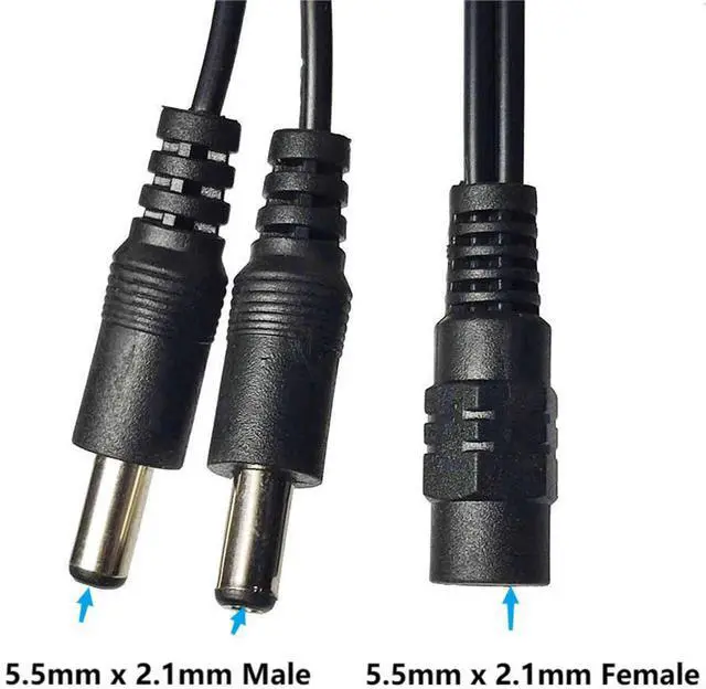 Alt view image 2 of 6 - BUCIER DC Y Splitter Cable 1 Female to 2 Male 5.5mm x 2.1mm DC Power Extension Adapter Cable for Surveillance,Camera,Router 30cm/11.81inch 2pcs