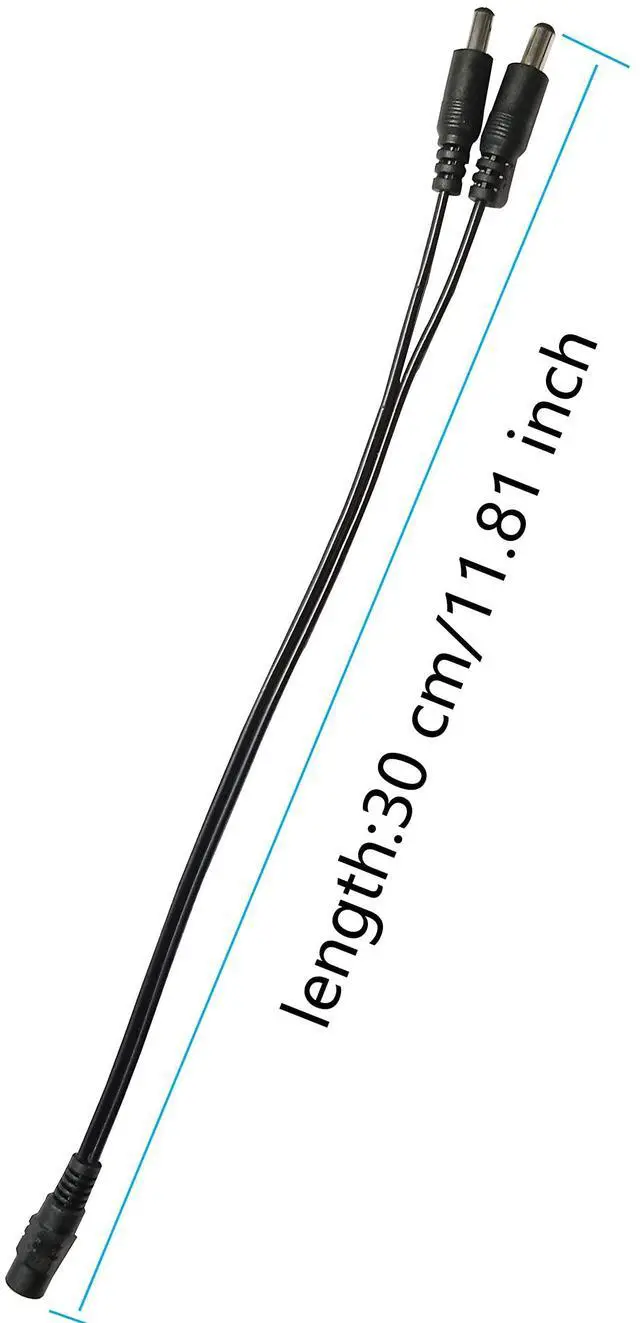 Alt view image 6 of 6 - BUCIER DC Y Splitter Cable 1 Female to 2 Male 5.5mm x 2.1mm DC Power Extension Adapter Cable for Surveillance,Camera,Router 30cm/11.81inch 2pcs
