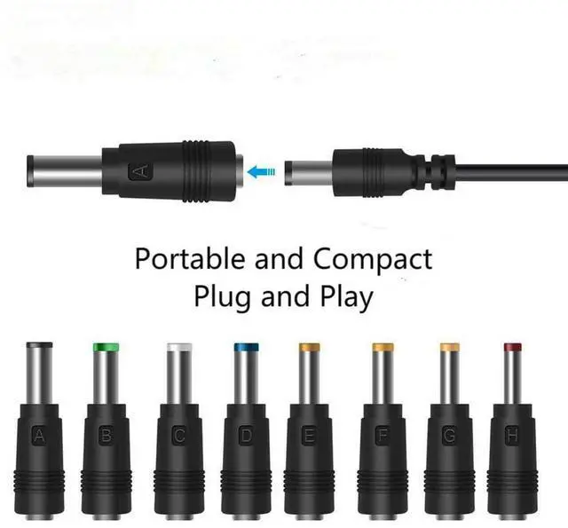 Alt view image 3 of 7 - BUCIER Laptop DC Power Adapter 8-in-1 Universal DC Plug 5.5mm x 2.1mm Female to Male Adapter Connector with DC 5.5 x2.1mm Black Tuning Fork Cable 22cm/8.67 inch