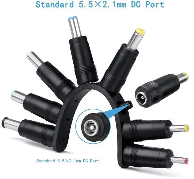 Alt view image 5 of 7 - BUCIER Laptop DC Power Adapter 8-in-1 Universal DC Plug 5.5mm x 2.1mm Female to Male Adapter Connector with DC 5.5 x2.1mm Black Tuning Fork Cable 22cm/8.67 inch