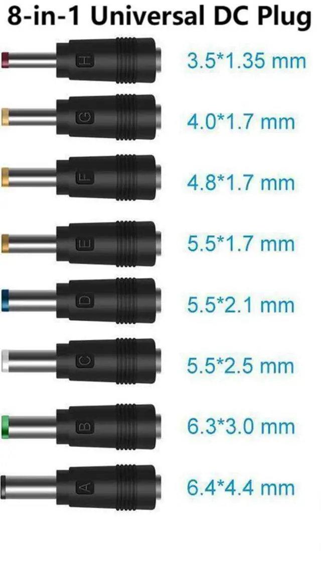 Alt view image 6 of 7 - BUCIER Laptop DC Power Adapter 8-in-1 Universal DC Plug 5.5mm x 2.1mm Female to Male Adapter Connector with DC 5.5 x2.1mm Black Tuning Fork Cable 22cm/8.67 inch