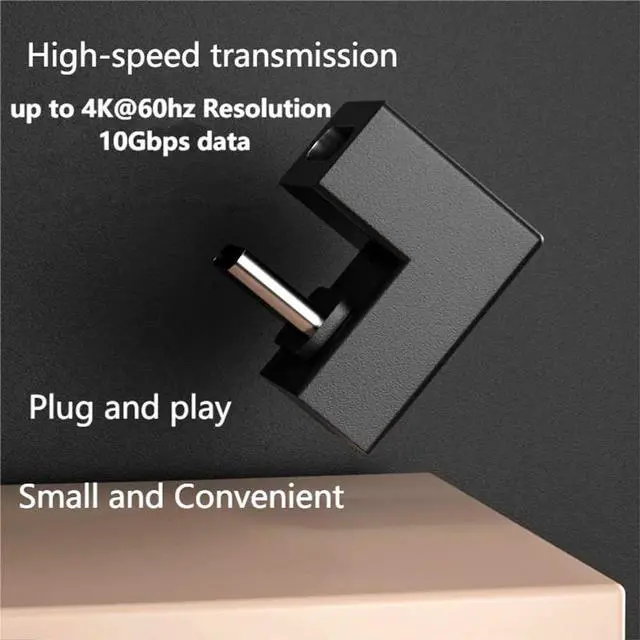 Alt view image 2 of 5 - BUCIER USB C U-Shape Adapter 180 Degree USB 3.1 Type C Male to Female U-Shape Charging Connector Adapter 4K60Hz 10Gbps for Laptop,Tablet,USB-C Phone