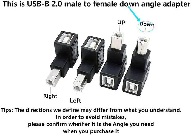 Alt view image 4 of 7 - BUCIER 90 Degree USB 2.0 Type B Printer Adapter,USB 2.0 B Male to Type B Female Down Angle Print and Data Transfer Extension Connector for Printer Scanner Fax HDD 2 pcs