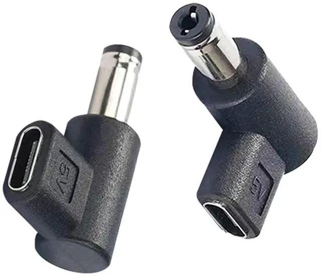 Main image of BUCIER DC5525 to Type-C 90 Degree Adapter DC 5.5mmx2.5mm Male Plug to USB C Female Converter 5V Power Supply Charge Adapter for LED Lamp Projector Sound Camera Router 2pcs