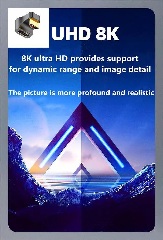 Alt view image 7 of 7 - BUCIER U Shape HDMI 2.1 Adapter Male to Female Standard HDMI Type A Adapter UHD 3D 8K@60Hz 180 Degree Down Angle for Laptop Projector TV PC