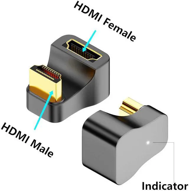 Alt view image 4 of 7 - BUCIER U Shape HDMI 2.1 Adapter Male to Female Standard HDMI Type A Adapter UHD 3D 8K@60Hz 180 Degree Down Angle for Laptop Projector TV PC