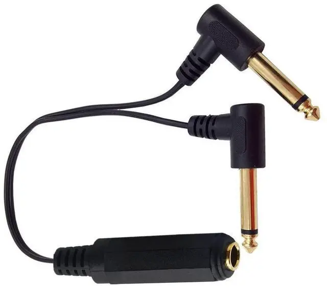 Alt view image 4 of 6 - BUCIER 6.35 mm Cable Splitter 1/4 inch Female TRS Stereo to Dual 2x6.35mm 1/4 Inch TS Mono Male Gold Plated 90 Degree Right Angle Y Splitter Audio Mixer Cable 25cm
