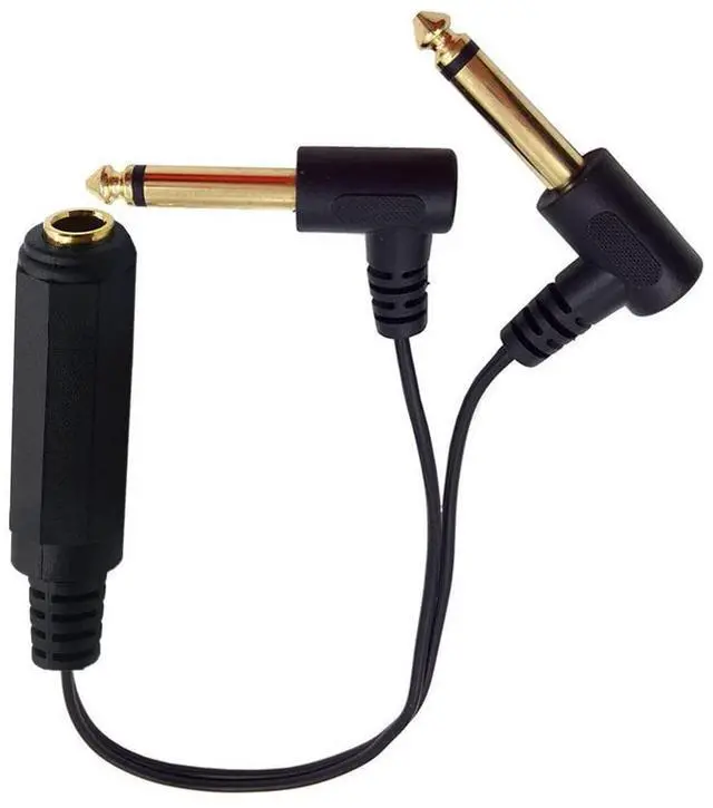 Alt view image 6 of 6 - BUCIER 6.35 mm Cable Splitter 1/4 inch Female TRS Stereo to Dual 2x6.35mm 1/4 Inch TS Mono Male Gold Plated 90 Degree Right Angle Y Splitter Audio Mixer Cable 25cm