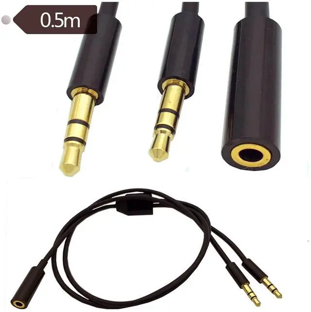 Alt view image 6 of 6 - BUCIER Headphone Audio Splitter 3.5mm Female to 2 Dual Male 3.5mm TRS Y Splitter Cable Gold-Plated Stereo Jack for Smartphone PC Mp3/4 Earphone Speaker 19.68 inch/0.5m