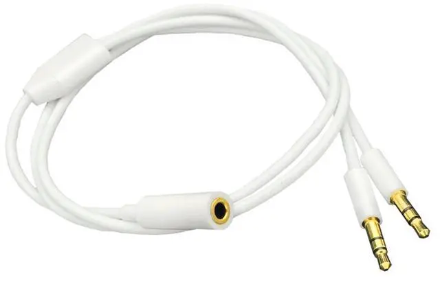 Main image of BUCIER 3.5mm Headphone Audio Splitter 1 Female to 2 Male TRS Y 3.5mm Splitter Cable Gold-Plated Stereo Jack for PC Smartphone MP4 Earphone Mp3 Speaker 19.68 inch 0.5m White