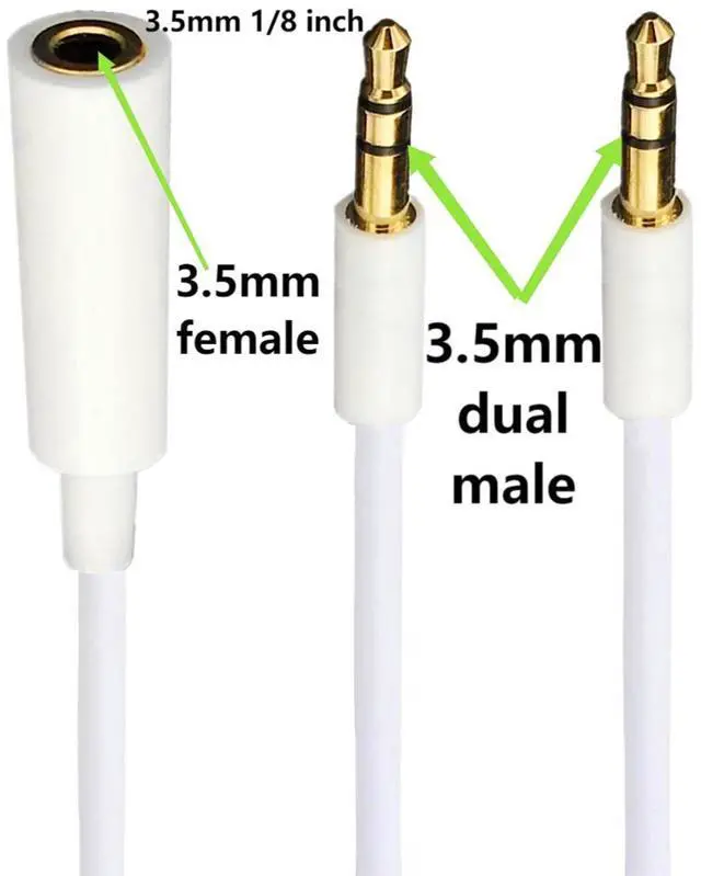 Alt view image 4 of 6 - BUCIER 3.5mm Headphone Audio Splitter 1 Female to 2 Male TRS Y 3.5mm Splitter Cable Gold-Plated Stereo Jack for PC Smartphone MP4 Earphone Mp3 Speaker 19.68 inch 0.5m White