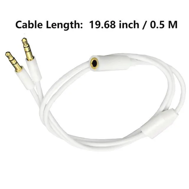 Alt view image 5 of 6 - BUCIER 3.5mm Headphone Audio Splitter 1 Female to 2 Male TRS Y 3.5mm Splitter Cable Gold-Plated Stereo Jack for PC Smartphone MP4 Earphone Mp3 Speaker 19.68 inch 0.5m White