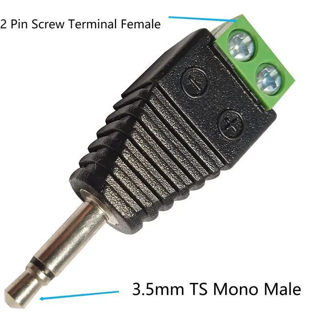 Alt view image 5 of 7 - BUCIER 3.5mm TS Mono Male to 2 Pin Screw Terminal Female 1/8 Inch TS Audio Plug AUX Headphone Solderless Balun Converter Adapter 2 Pack