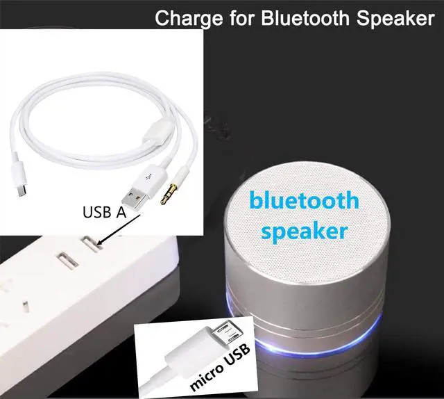 Alt view image 6 of 7 - BUCIER Audio Charging Cable 2 in1 Aux Cord Micro USB Male to USB Male 3.5mm Aux Standard Audio Plug Jack Connection Cable for Bluetooth Speaker with Micro USB Port 3.28Ft