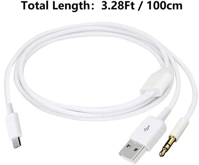 Alt view image 7 of 7 - BUCIER Audio Charging Cable 2 in1 Aux Cord Micro USB Male to USB Male 3.5mm Aux Standard Audio Plug Jack Connection Cable for Bluetooth Speaker with Micro USB Port 3.28Ft